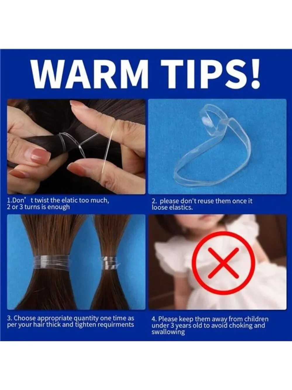 Clear elastic hair bands 2000pcs mini hair ties rubber bands for braids ponytail